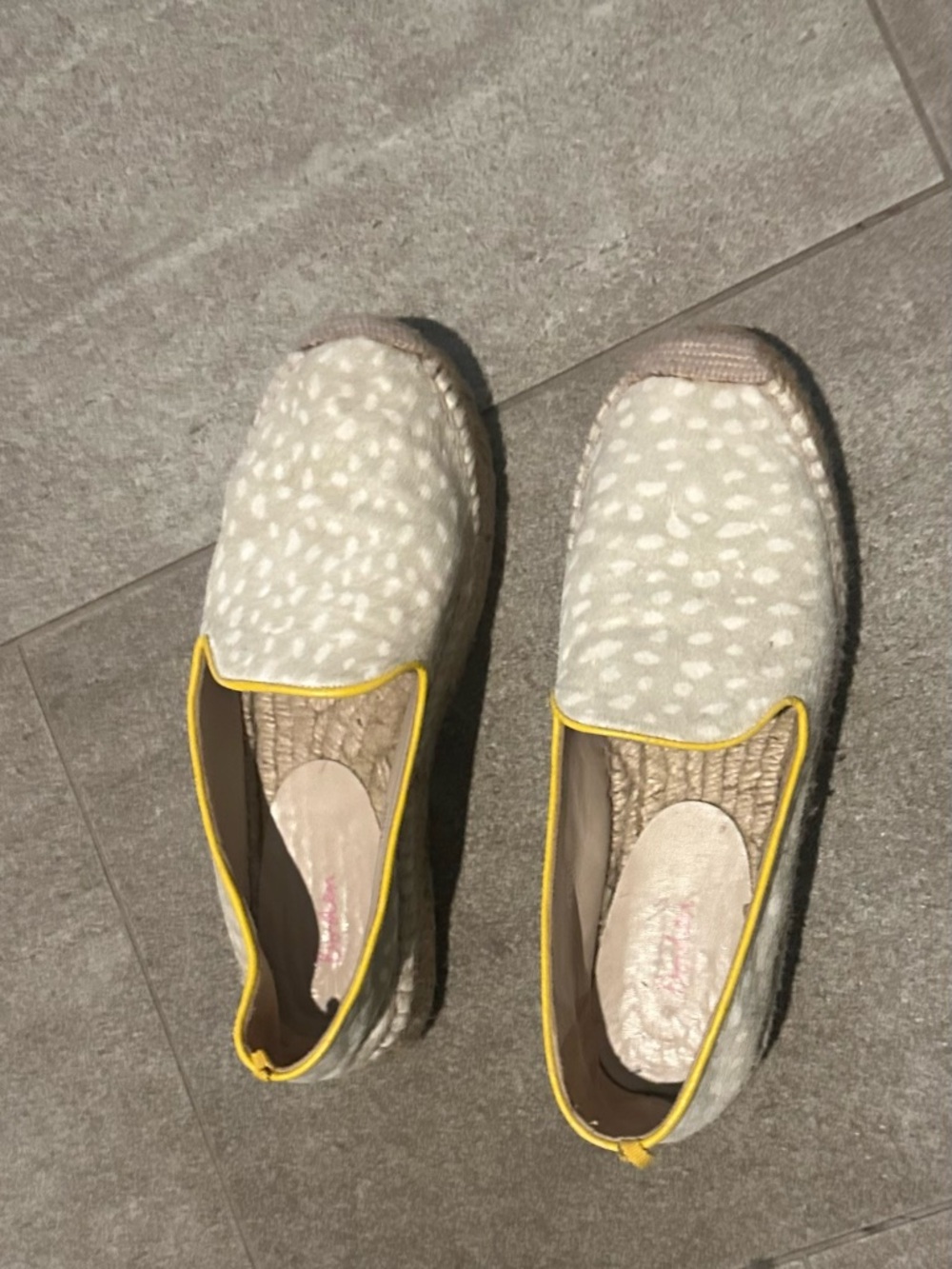 Boden Women's Cream Espadrilles with Yellow Trim